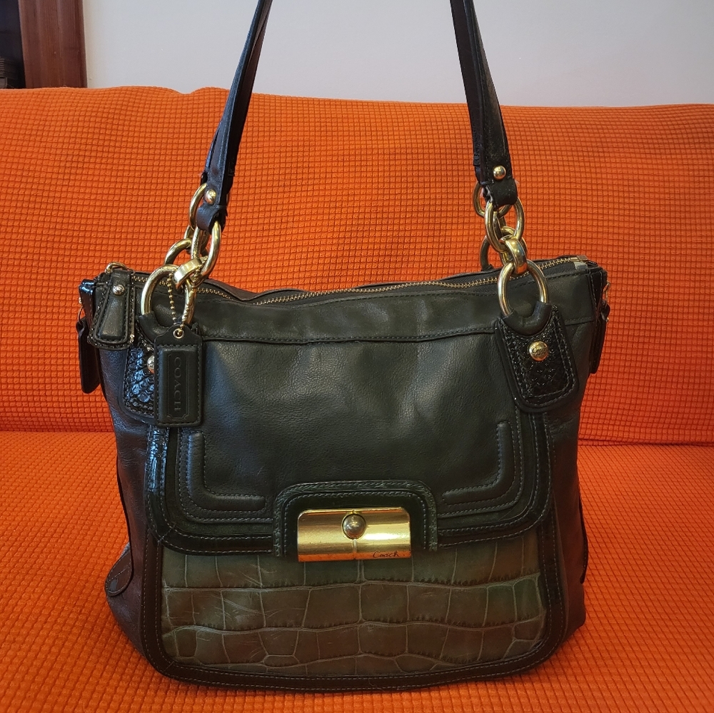 Coach Madison Leather & Croc-Embossed Shoulder Bag – Great Condition